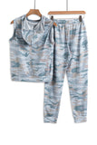 Sleeveless Knit Camo Hoodie Joggers Set