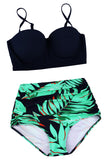 Push Up Floral Print High Waist Plus Size Bikini