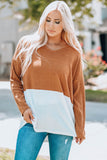 V Neck Ribbed Knit Long Sleeve Top