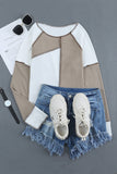 Irregular Color Block Seaming Trim Rib Knit Top