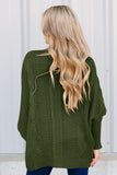 Green Dolman Sleeve Open Front Knit Cardigan
