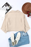 Waffle Knit Buttons Cropped Jacket with Pockets