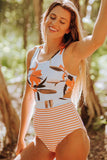 Printed Zipped Racerback Maillot
