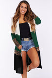 Colorblock Leopard Print Patchwork Knit Cardigan