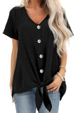 Button Up Front Tie Detail Woven Top