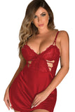 Lace Crochet V Neck Spaghetti Strap Backless Babydoll Set