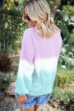 Multicolour Color Block Tie Dye Pullover Sweatshirt