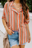 Button Striped Short Sleeves Shirt