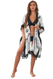 Bohemian Print Open Front Loose Kimono Beach Cover up