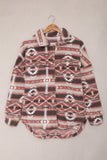 Tribal Print Pocket Buttoned Sherpa Jacket