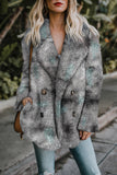 Camo Lapel Collar Open Front Fleece Coat