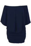 Plus Size Multiple Dressing Layered Dark Blue Mini Poncho Dress