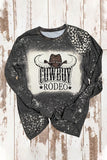 COWBOY RODEO Leopard Bleach Print Graphic T Shirt