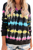 V Neck Tie-dye Elastic Cuff Hoodie