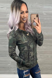 Camo Print Kangaroo Pocket Hoodie