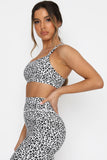 Charcoal Leopard Print Sports Bra Shorts Set