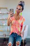 Tie-dye Print Ruffled Sleeves T-shirt