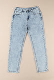 Light Washed Straight Leg Ankle Jeans