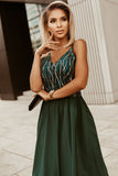 Sequin Lines Bodice High Waist Gown