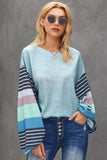 Striped Colorblock Long Sleeve Knit Top