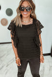 Cascading Ruffle Lace Blouse
