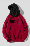 American Flag Print Color Block Men's Hoodie