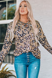 Leopard Crisscross V Neck Leopard Long Sleeve Tops