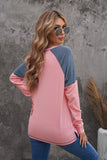 Khaki Color Block Raglan Sleeve Top