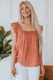 Floral Print Smocked Flounce Sleeveless Top
