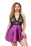 Halter Lace Satin Plus Size Babydoll