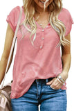 Buttoned Detail Cotton Blend Short Sleeve T-shirt