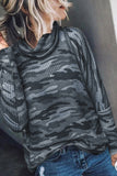 High Neck Camo Print Top
