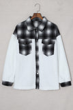 Plaid Patchwork Buttoned Pocket Sherpa Jacket