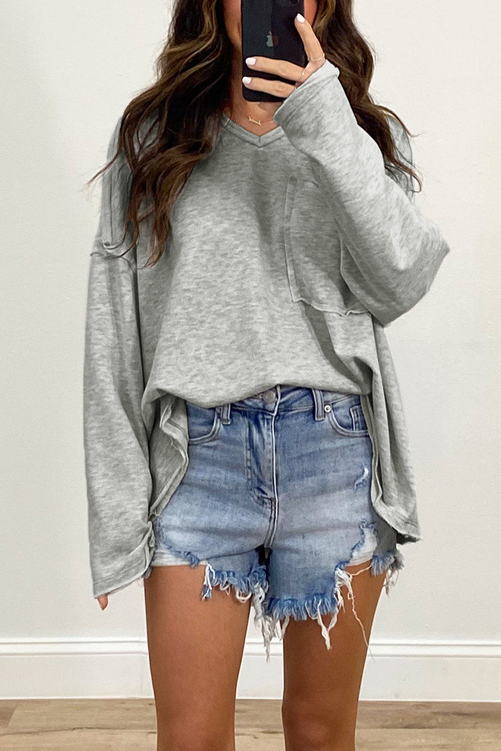 Pocketed Oversized Drop Sleeve Top