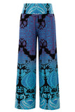 Aqua and Purple Printed Palazzo Pants