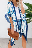 Bohemian Print Open Front Loose Kimono Beach Cover up