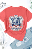 WILD WEST RODEO Letter Western Pattern Print Graphic T Shirt
