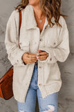Flap Pockets Button Front Teddy Coat