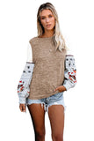 Contrast Printed Sleeve Knit Sweatshirts