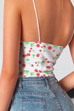 Cherry Print Crop Spaghetti Straps Camisole