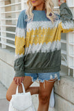 color Leopard Tie Dye Color Block Pullover Sweatshirt