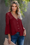 Burgundy The Du Jour Crochet Blouse