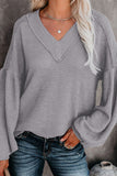 Billowed Sleeve Thermal Knit Top