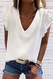 Ruffled Sleeve V Neck Top