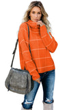 Beige Grid Pattern Turtleneck Sweater