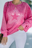 Rhinestone Star Graphic Mineral Wash Sweatshirt