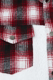 Plaid Patchwork Buttoned Pocket Sherpa Jacket