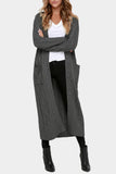 Cable Knit Open Front Long Cardigan