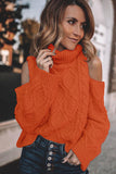 Turtleneck Cold Shoulder Textured Sweater