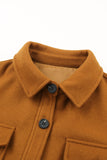 Long Sleeve Pockets Buttoned Shirt Jacket
